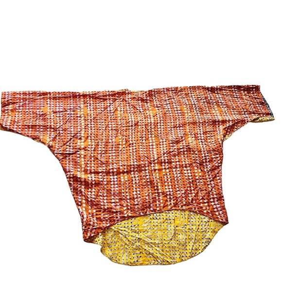 Anthropologie Silk Sanchita Placed Pixels Blouse Boxy Top Drop Raw Edge Sz L - Picture 6 of 12